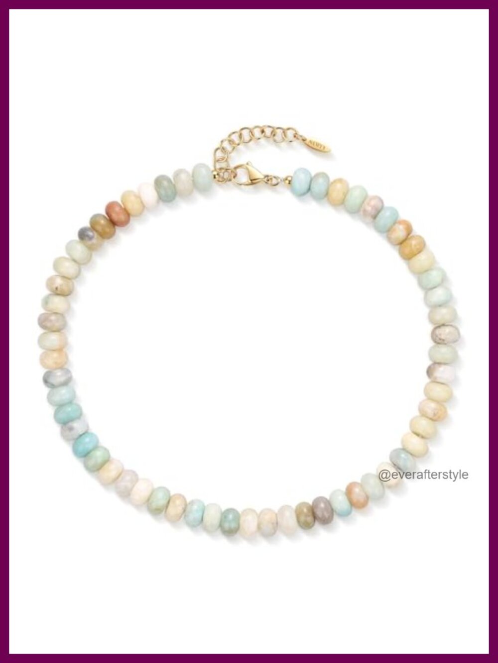 Chunky Beaded Choker Necklace Natural Amazonite Adjustable